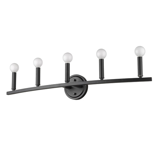 HomeRoots Sawyer 5-Light Vanity Lighting in Matte Black Finish