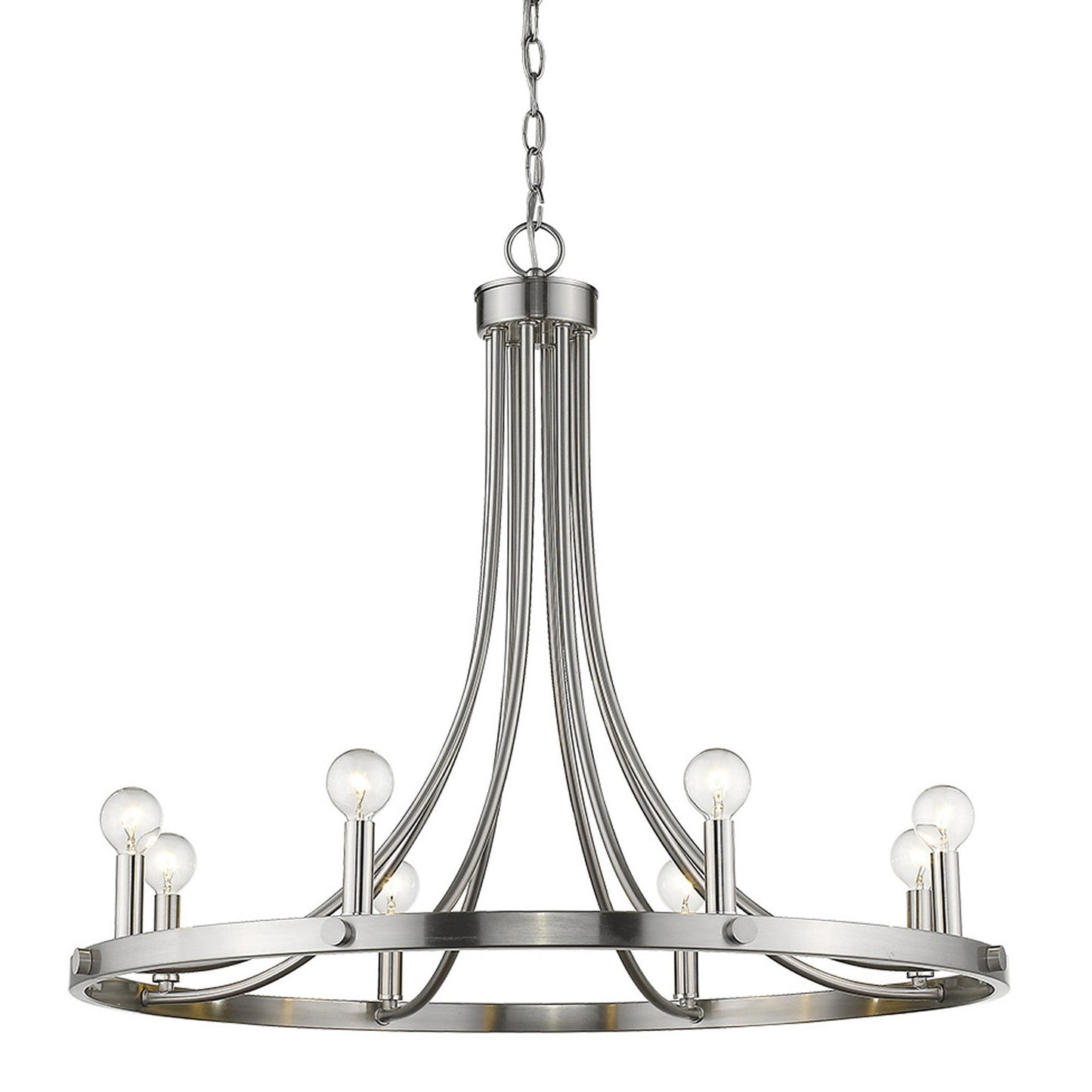 HomeRoots Sawyer 8-Light Chandelier in Satin Nickel Finish