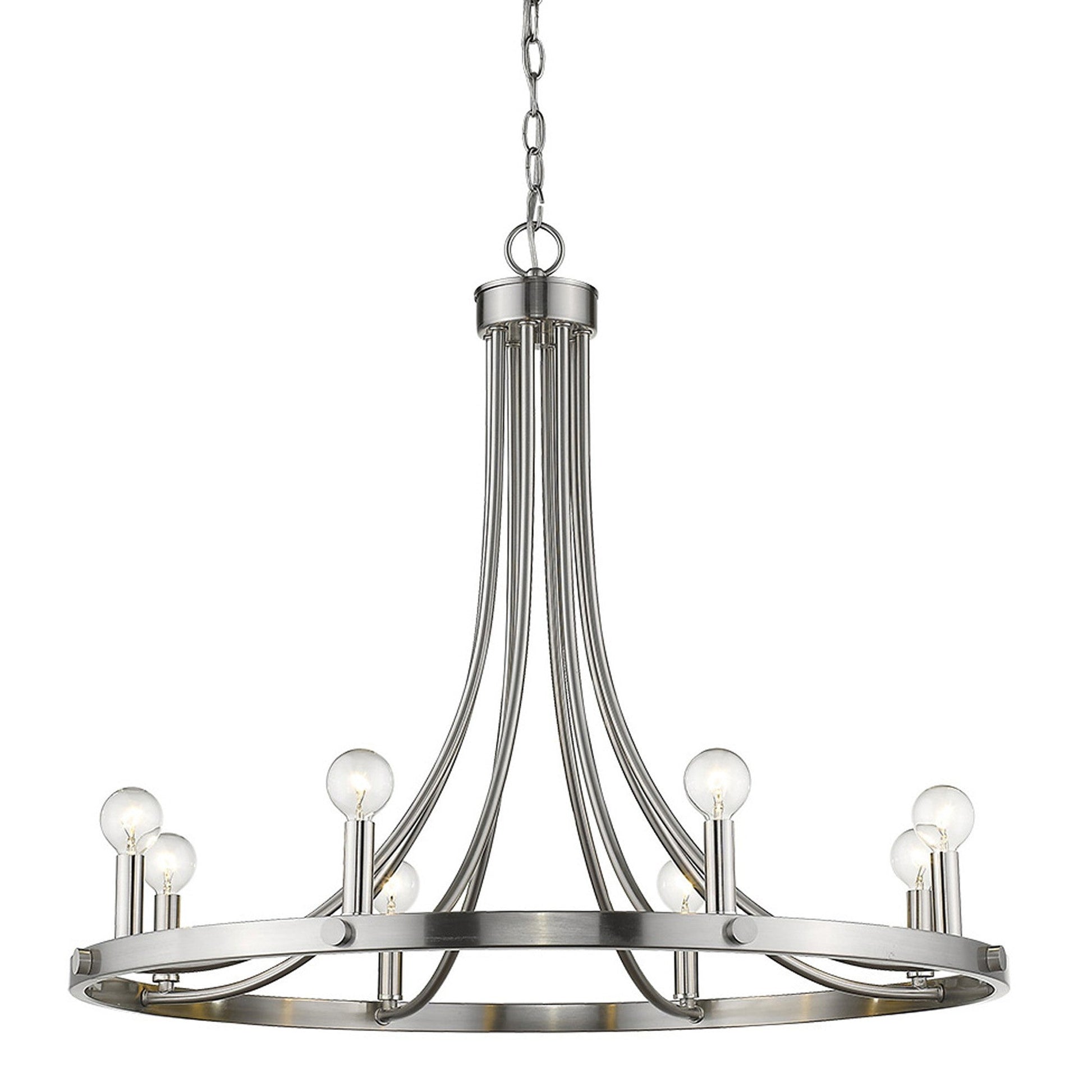 HomeRoots Sawyer 8-Light Chandelier in Satin Nickel Finish