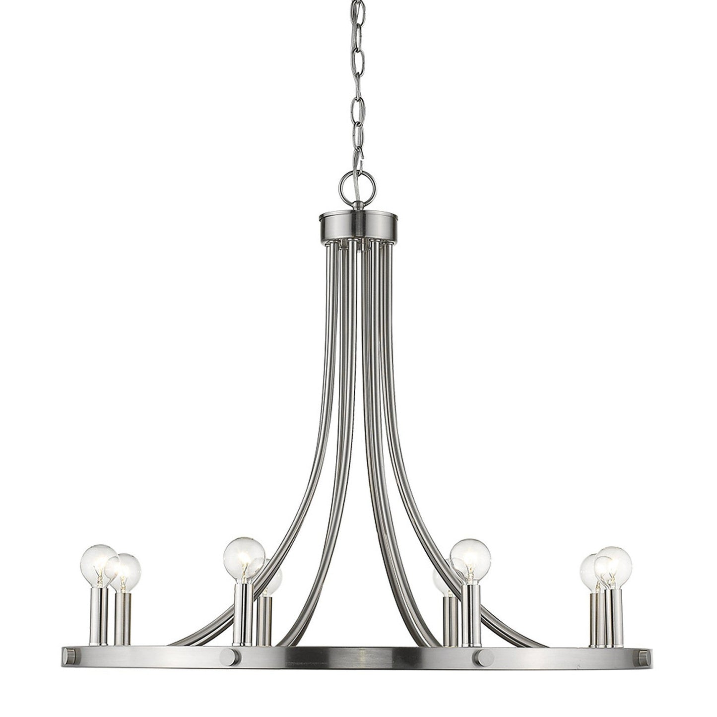 HomeRoots Sawyer 8-Light Chandelier in Satin Nickel Finish