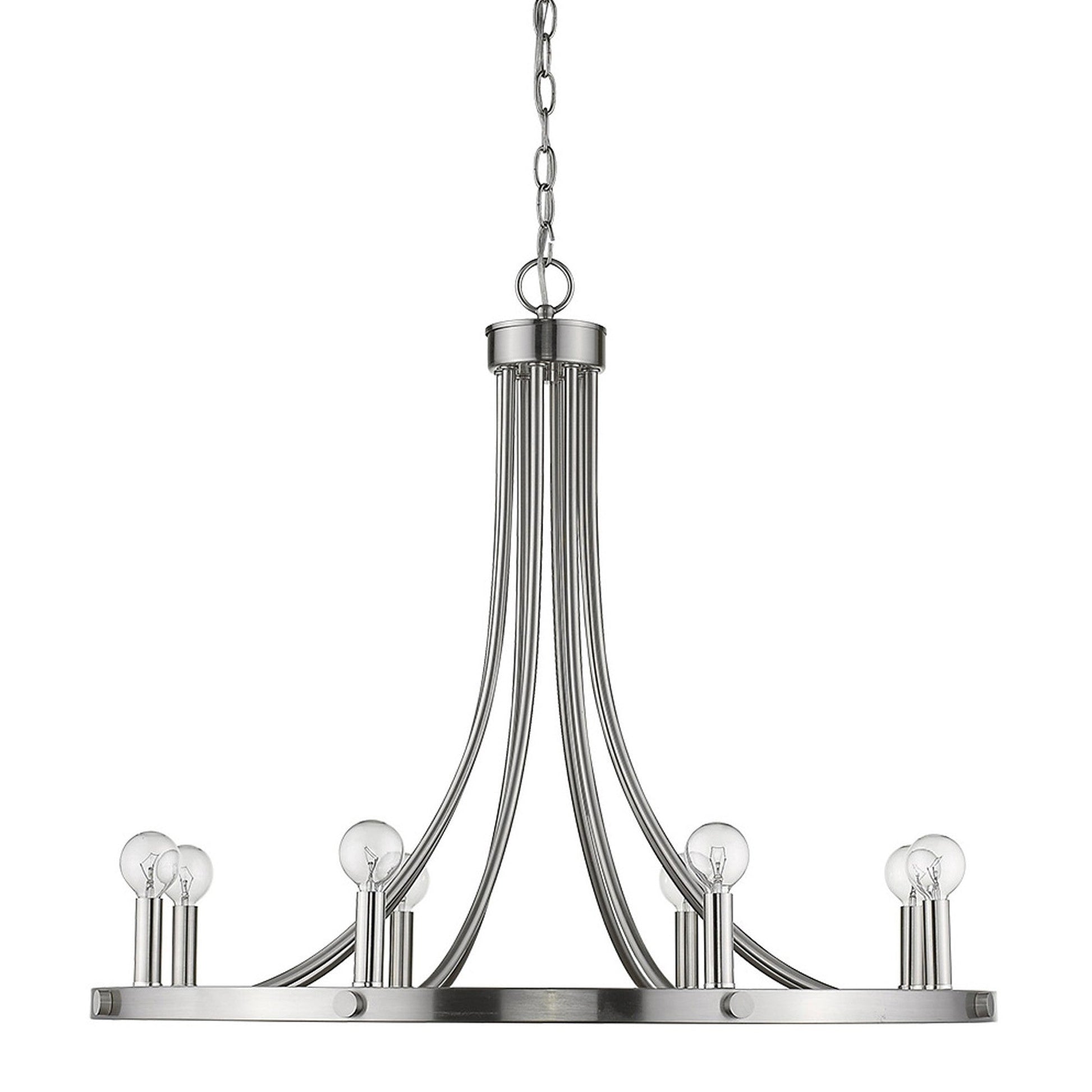 HomeRoots Sawyer 8-Light Chandelier in Satin Nickel Finish