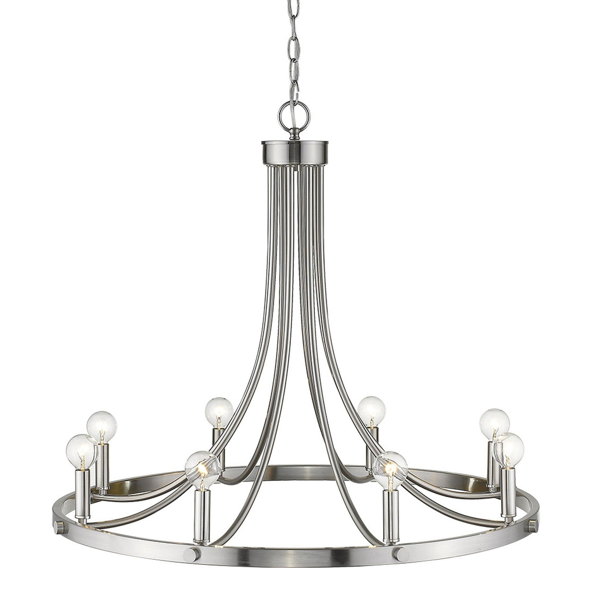 HomeRoots Sawyer 8-Light Chandelier in Satin Nickel Finish