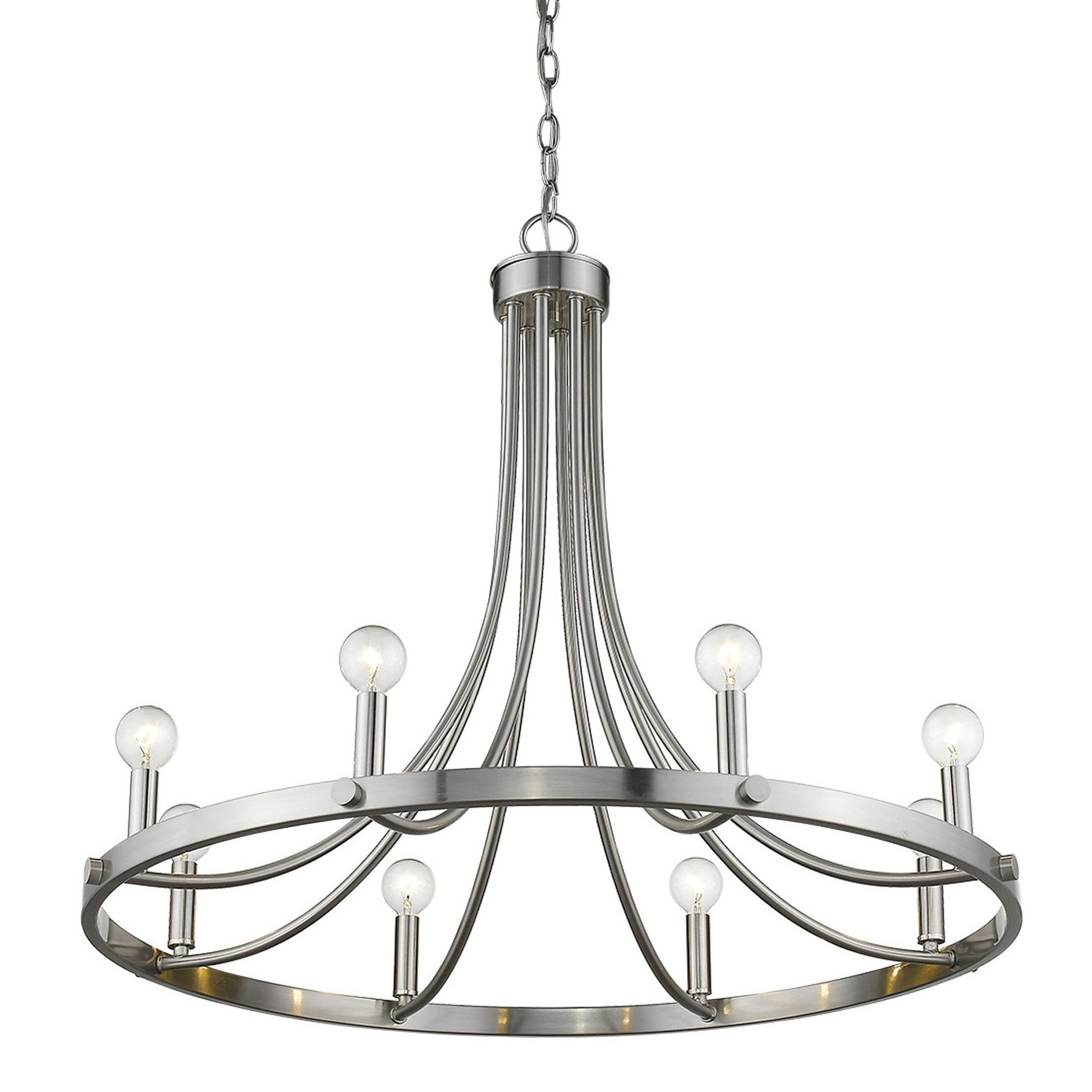 HomeRoots Sawyer 8-Light Chandelier in Satin Nickel Finish