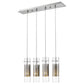 HomeRoots Scope 4-Light Pendant With Double Glass And Mesh Shades in Brushed Nickel Finish