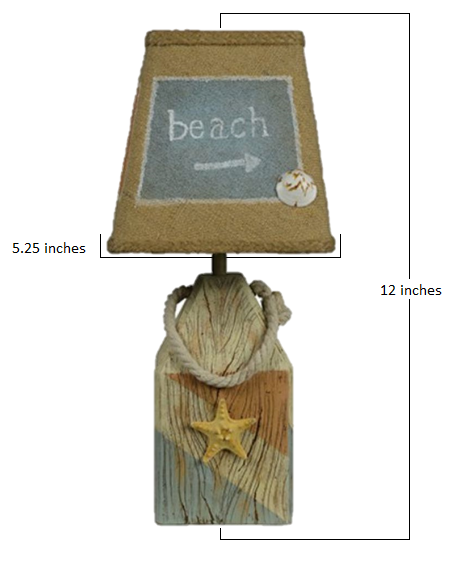 HomeRoots Seaside Accent Lamp With Rope and Starfish Finish