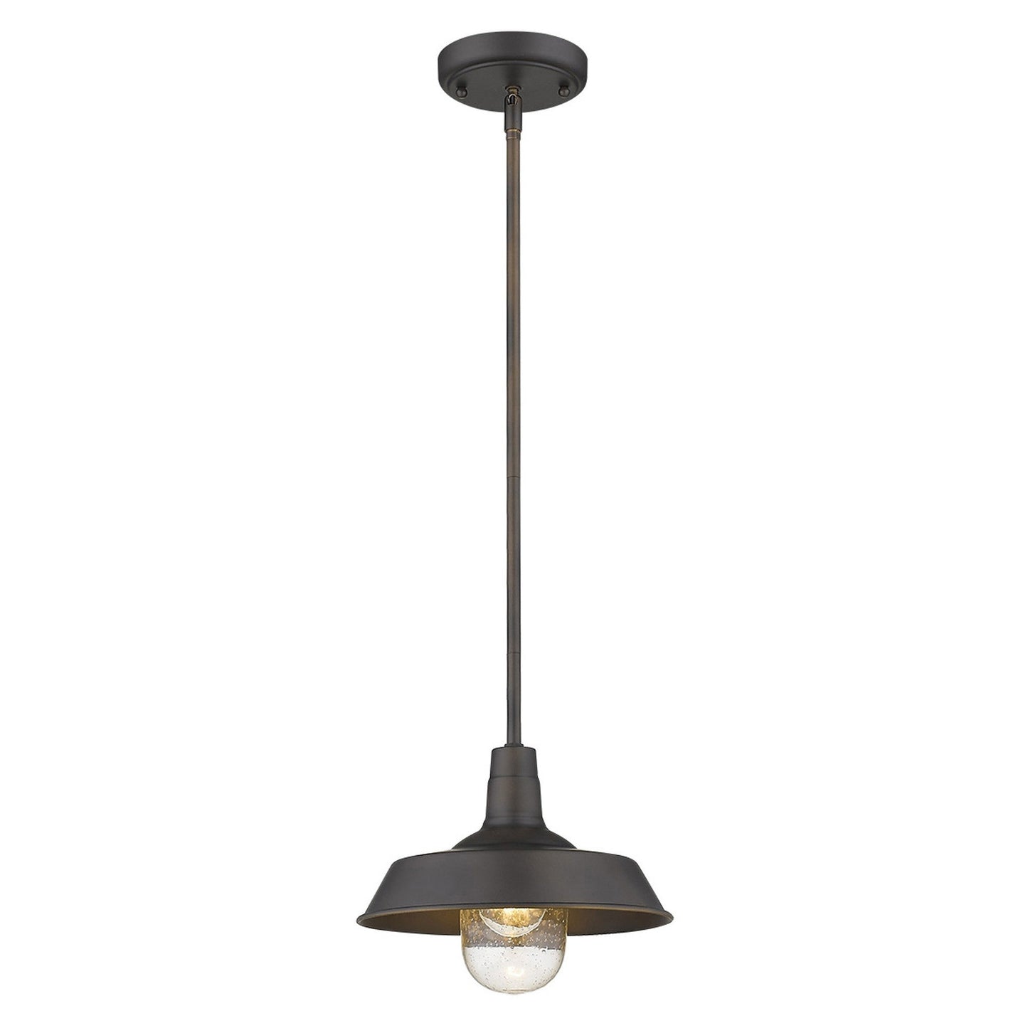 HomeRoots Shallow Plate Adjustable Pendant Light in Antique Bronze Finish
