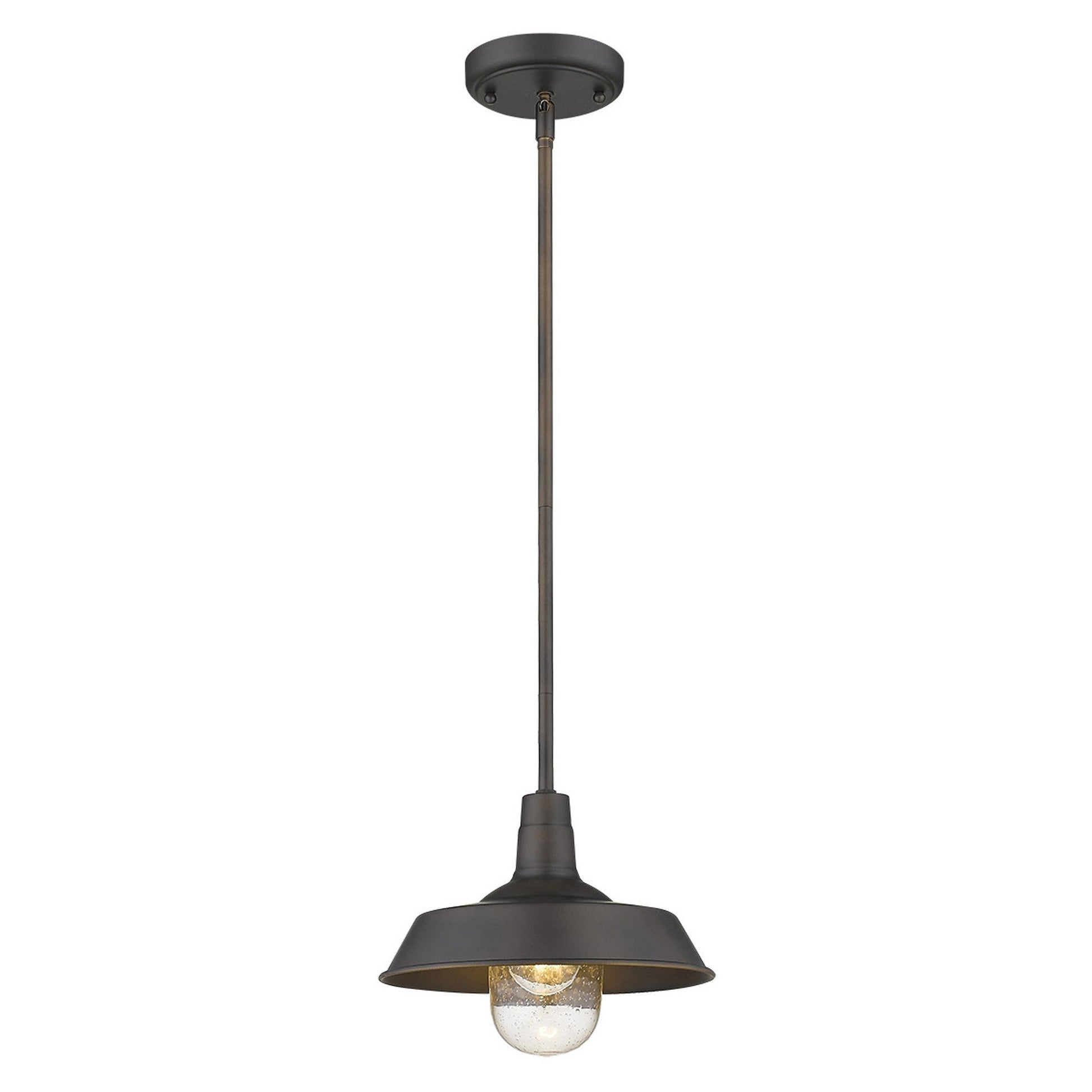 HomeRoots Shallow Plate Adjustable Pendant Light in Antique Bronze Finish