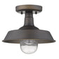 HomeRoots Shallow Plate Adjustable Pendant Light in Antique Bronze Finish