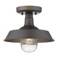 HomeRoots Shallow Plate Adjustable Pendant Light in Antique Bronze Finish