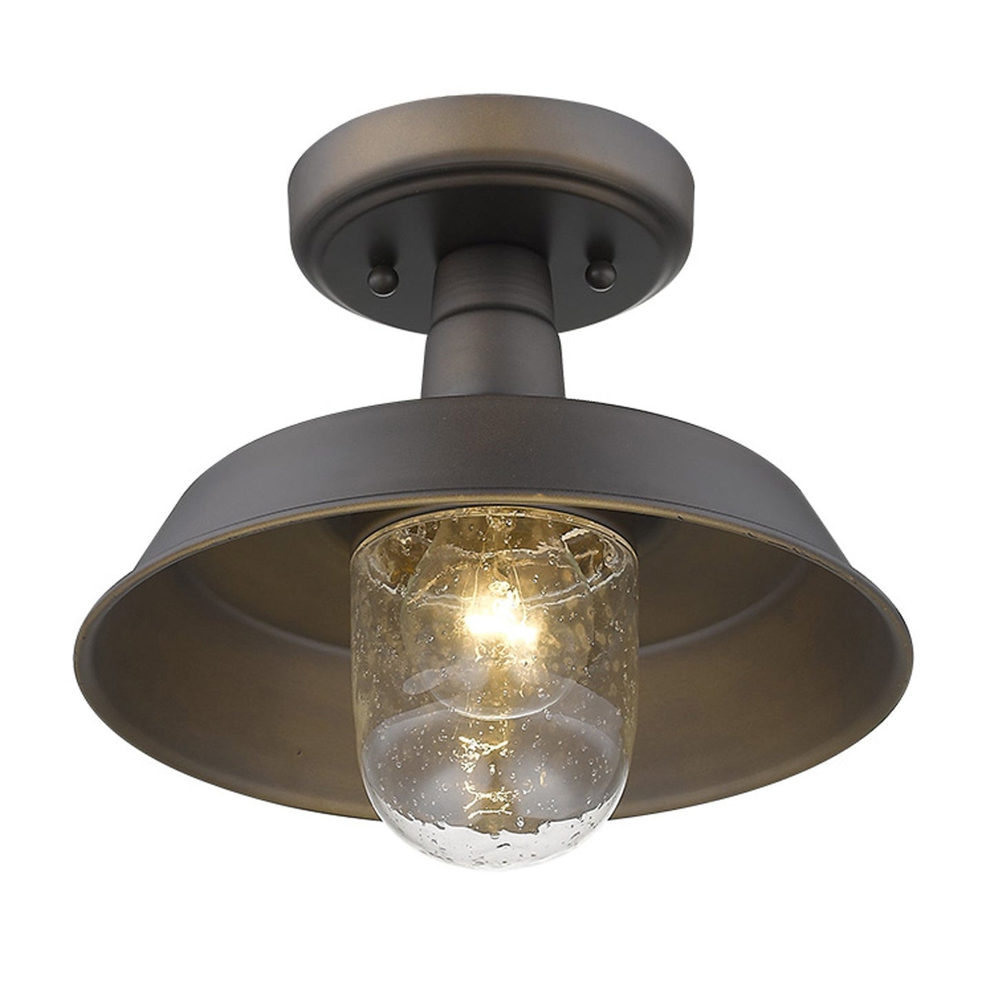 HomeRoots Shallow Plate Adjustable Pendant Light in Antique Bronze Finish