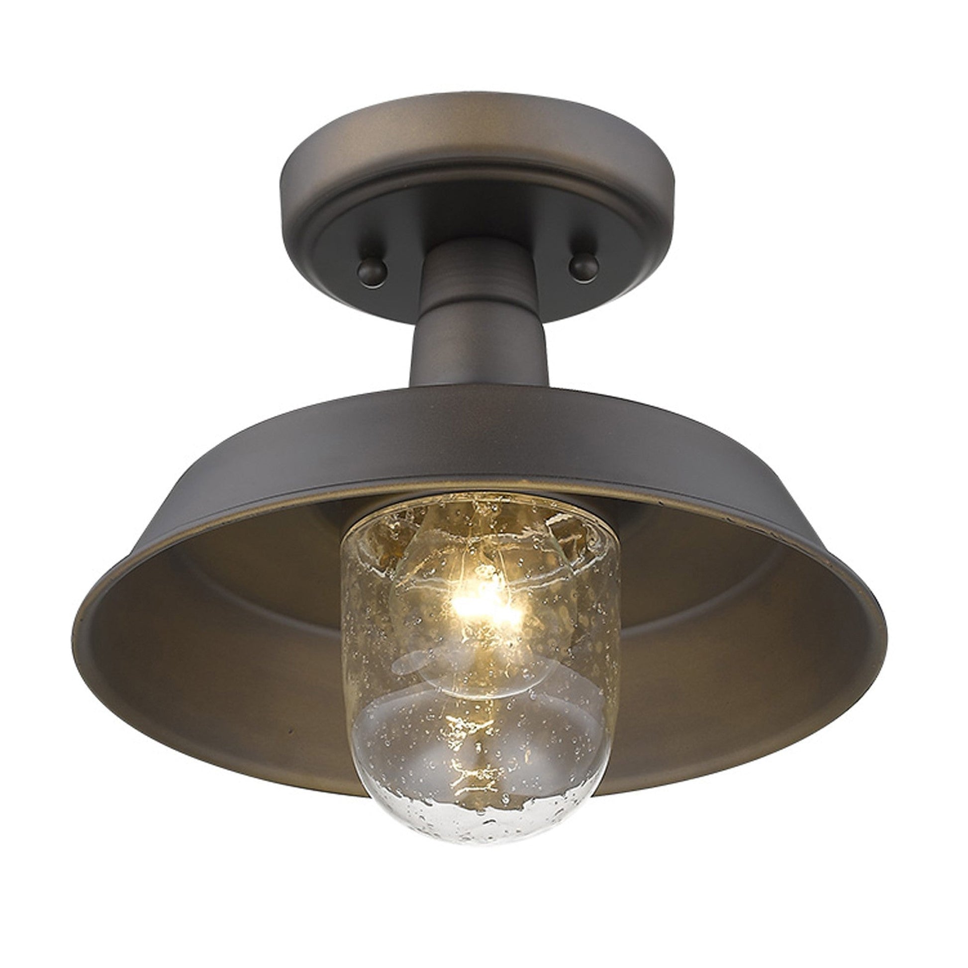 HomeRoots Shallow Plate Adjustable Pendant Light in Antique Bronze Finish