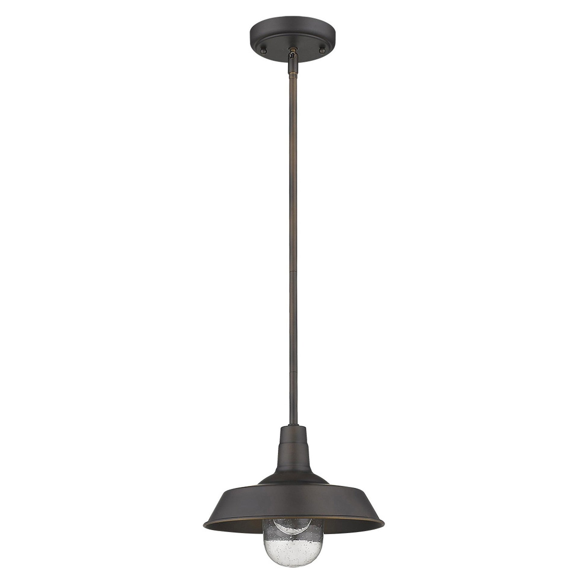 HomeRoots Shallow Plate Adjustable Pendant Light in Antique Bronze Finish
