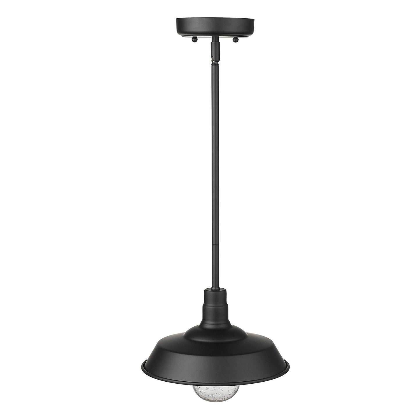 HomeRoots Shallow Plate Adjustable Pendant Light in Matte Black Finish