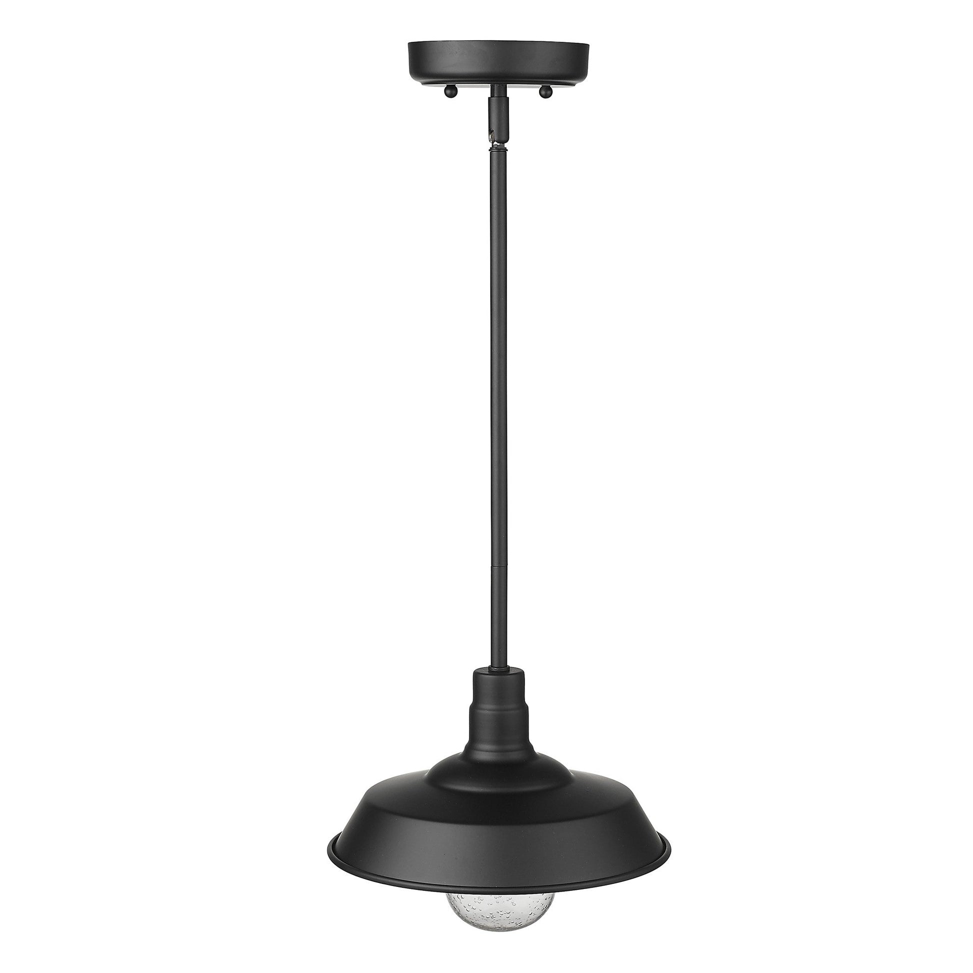 HomeRoots Shallow Plate Adjustable Pendant Light in Matte Black Finish