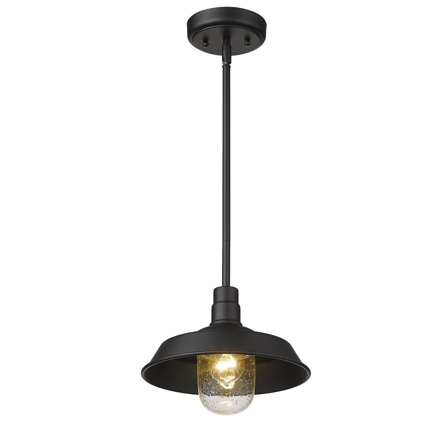 HomeRoots Shallow Plate Adjustable Pendant Light in Matte Black Finish