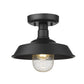 HomeRoots Shallow Plate Adjustable Pendant Light in Matte Black Finish