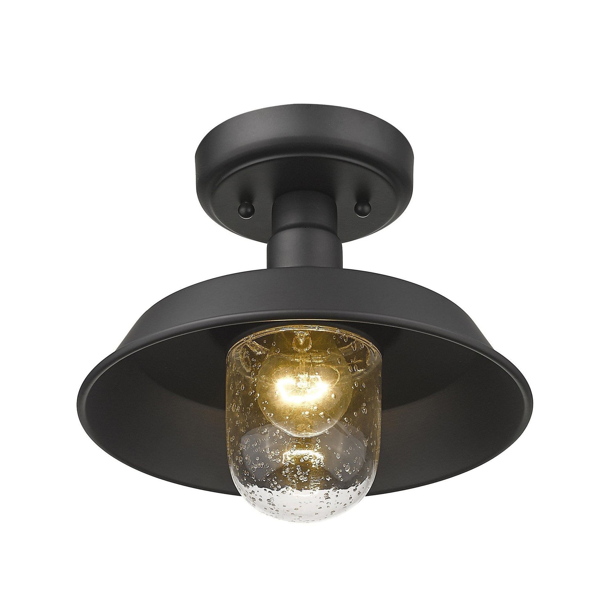 HomeRoots Shallow Plate Adjustable Pendant Light in Matte Black Finish