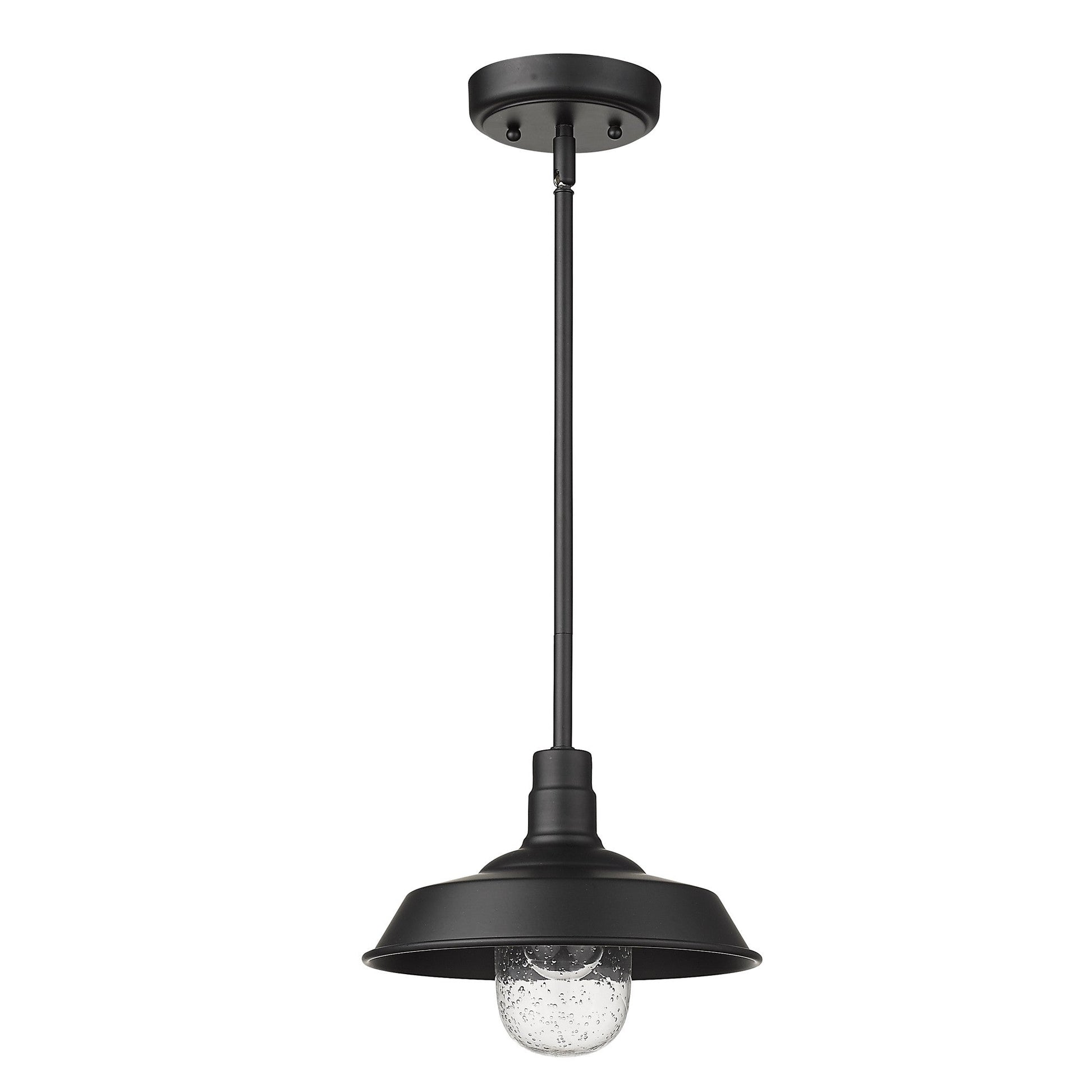 HomeRoots Shallow Plate Adjustable Pendant Light in Matte Black Finish