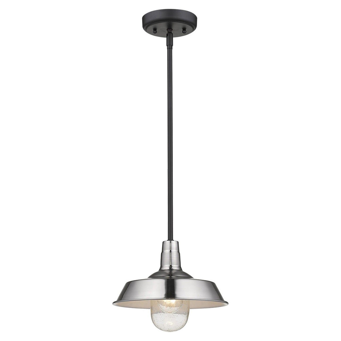 HomeRoots Shallow Plate Adjustable Pendant Light in Silver Finish