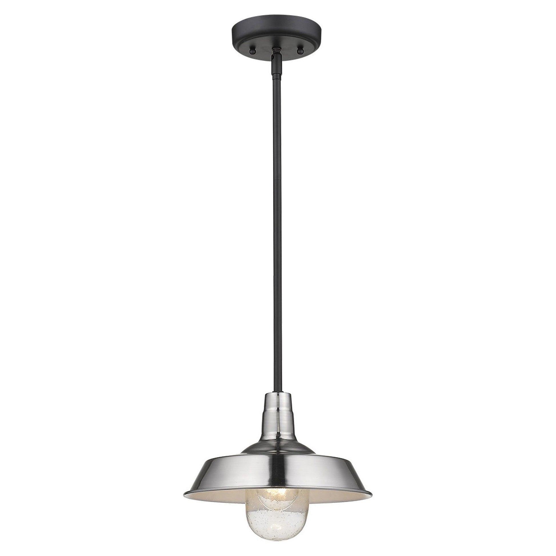 HomeRoots Shallow Plate Adjustable Pendant Light in Silver Finish