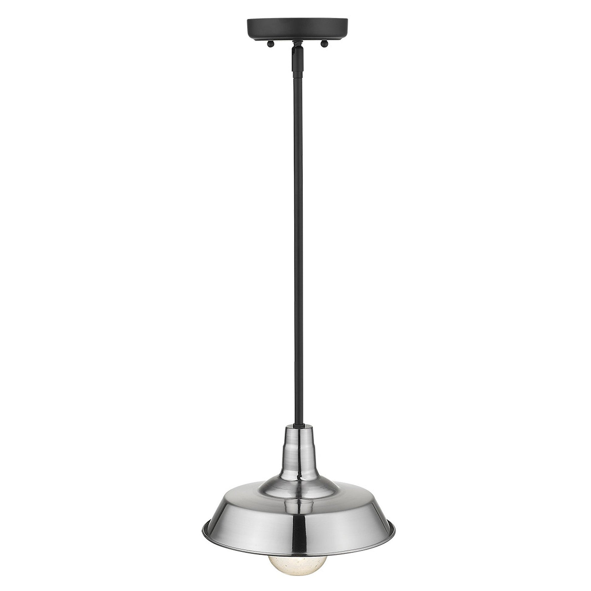 HomeRoots Shallow Plate Adjustable Pendant Light in Silver Finish