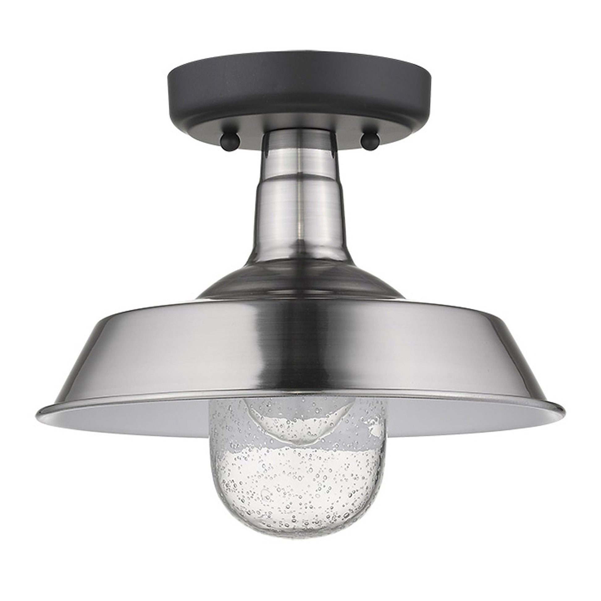 HomeRoots Shallow Plate Adjustable Pendant Light in Silver Finish