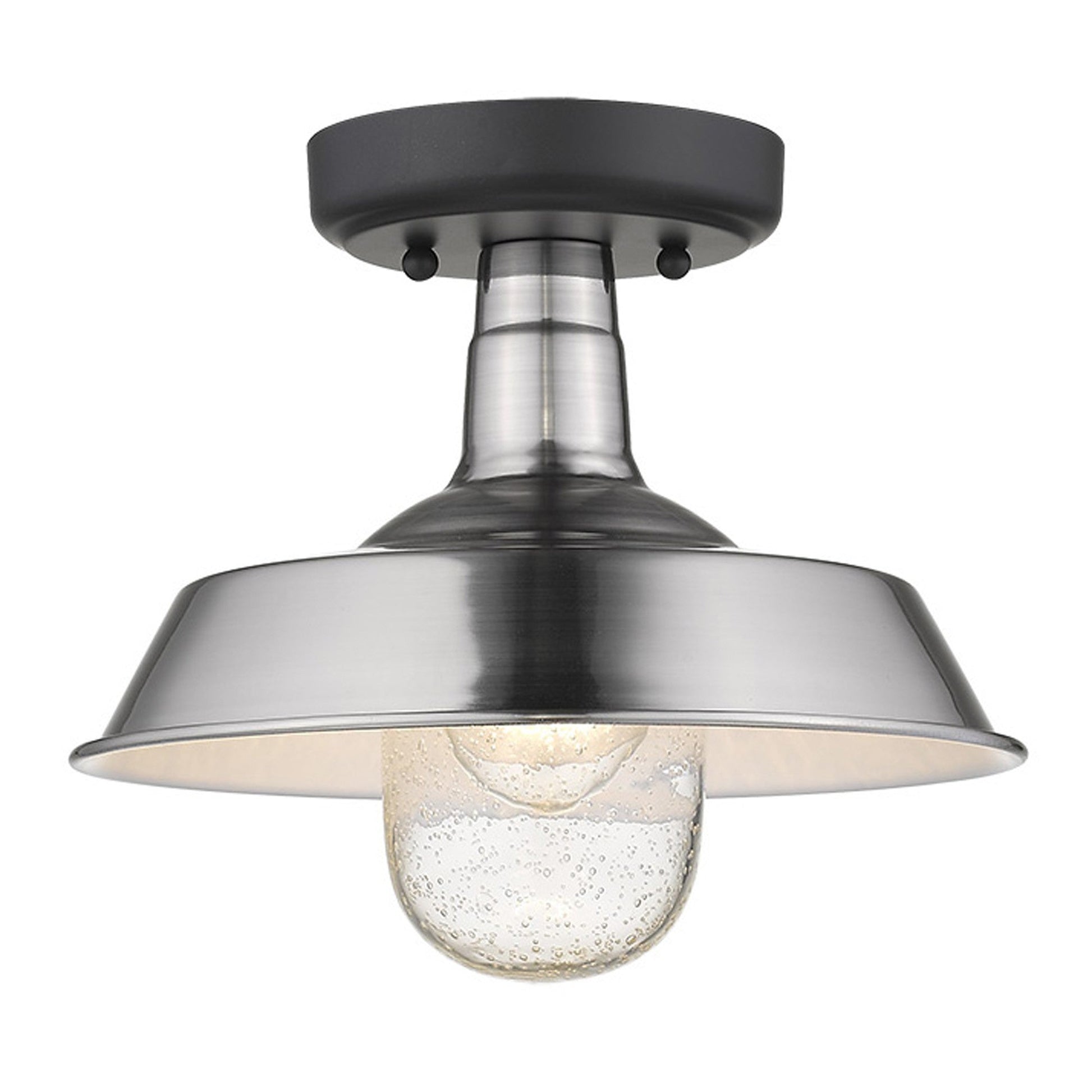 HomeRoots Shallow Plate Adjustable Pendant Light in Silver Finish