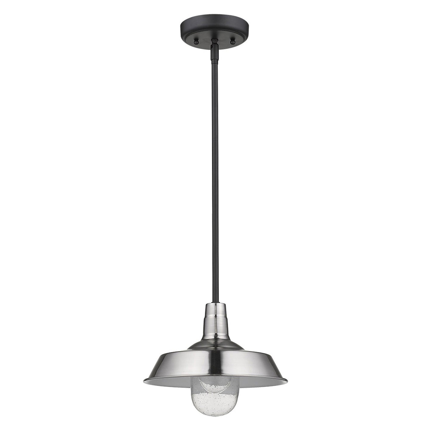 HomeRoots Shallow Plate Adjustable Pendant Light in Silver Finish