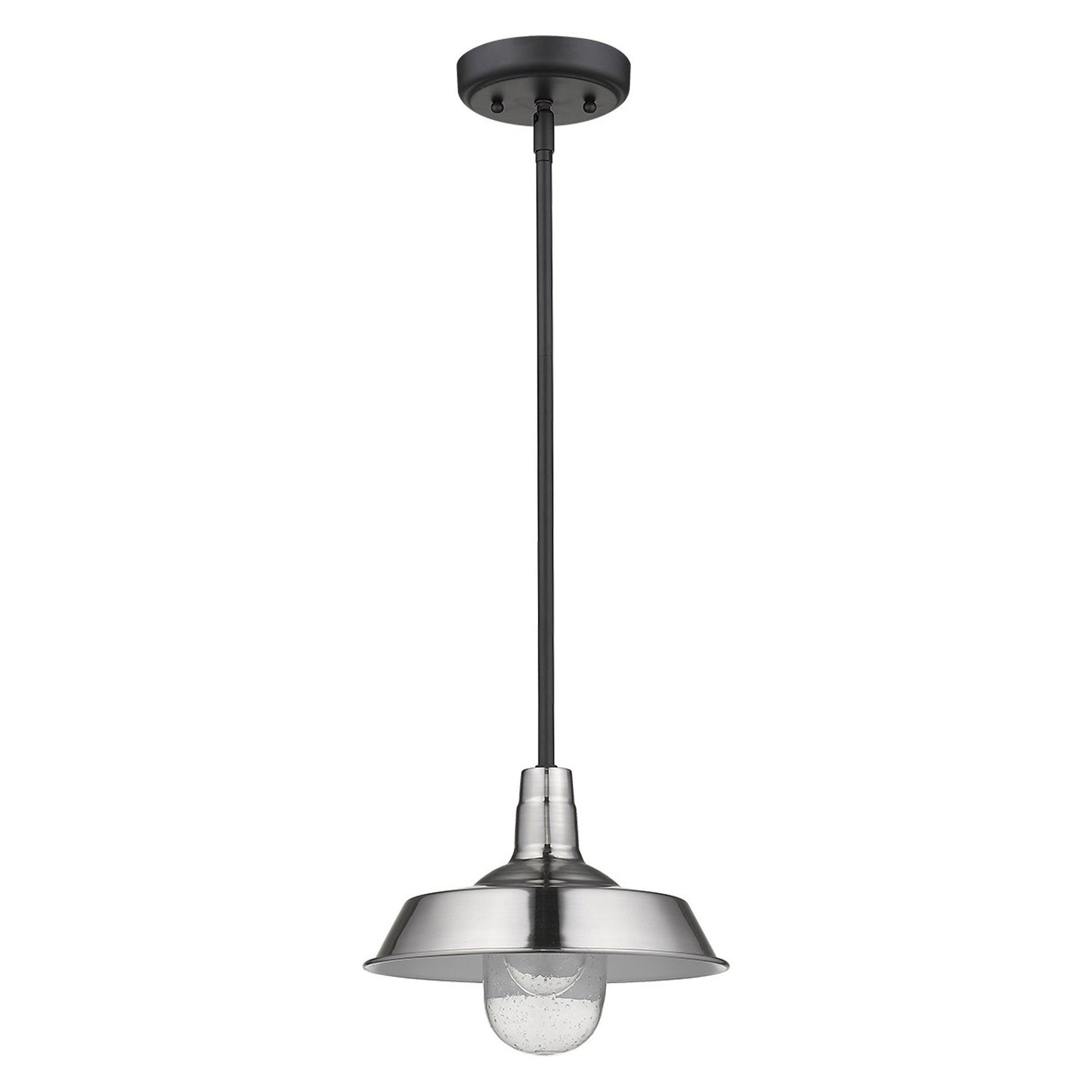 HomeRoots Shallow Plate Adjustable Pendant Light in Silver Finish