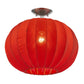 HomeRoots Shanghai 1-Light Brushed Nickel Pendant With Sheer Red Ribbon Shade