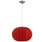 HomeRoots Shanghai 1-Light Brushed Nickel Pendant With Sheer Red Ribbon Shade
