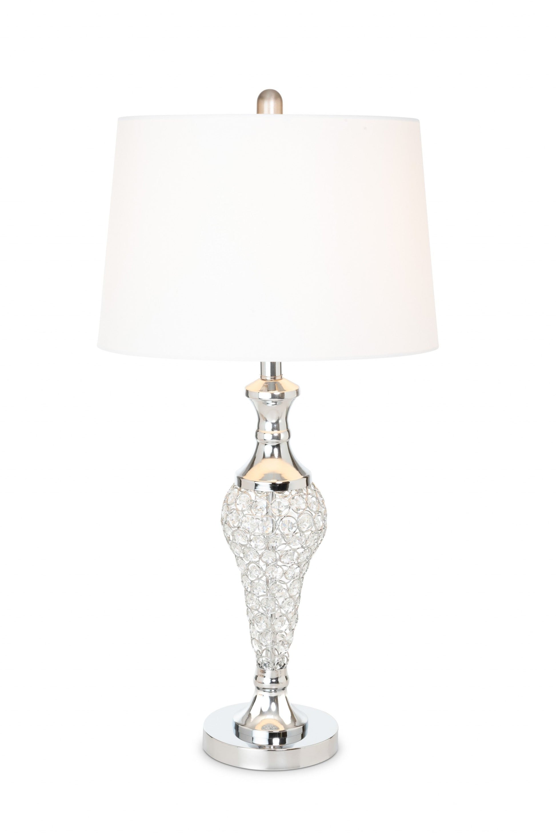 HomeRoots Silver Acrylic Beads Metal Table Lamps in Set of 2