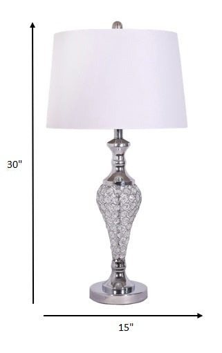 HomeRoots Silver Acrylic Beads Metal Table Lamps in Set of 2
