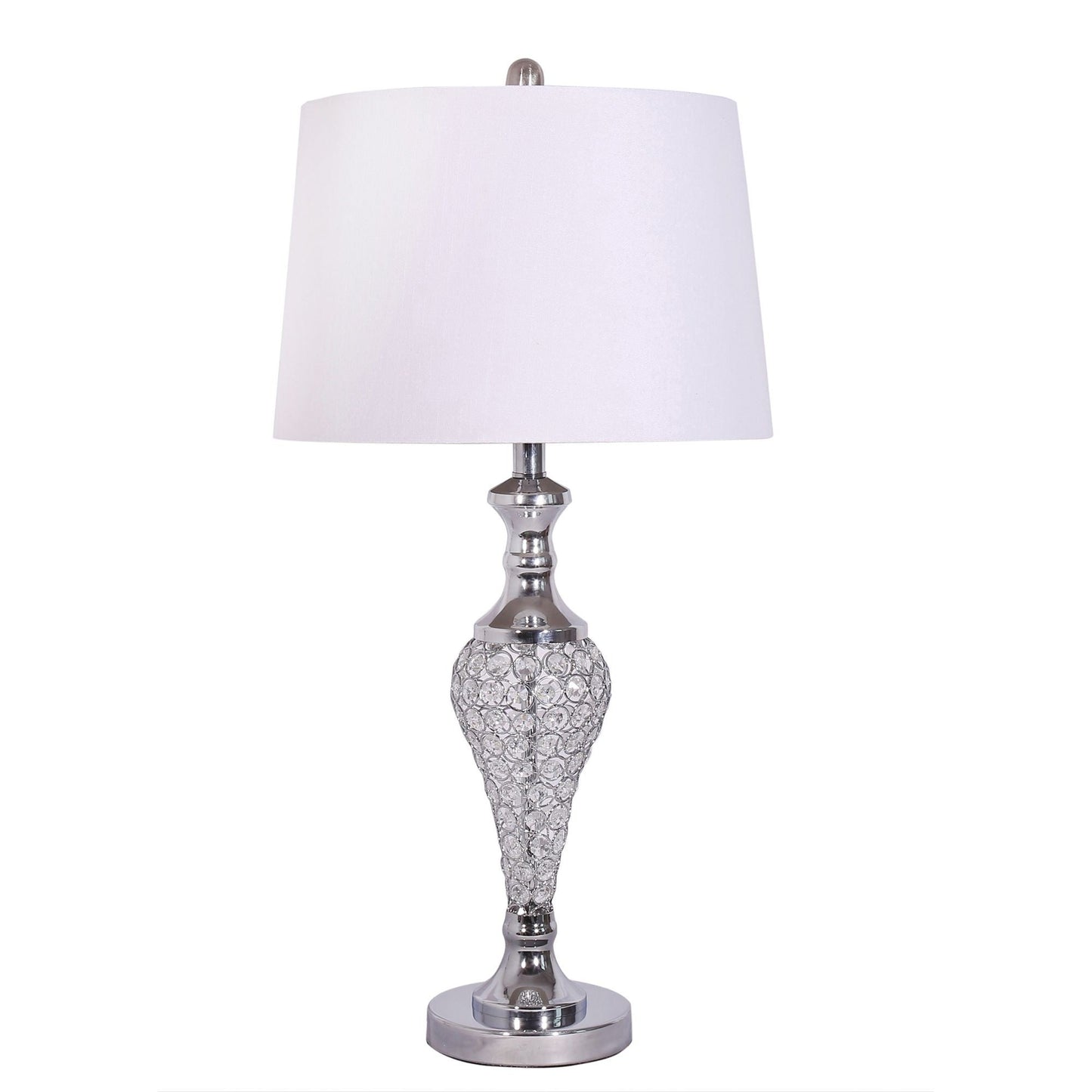 HomeRoots Silver Acrylic Beads Metal Table Lamps in Set of 2