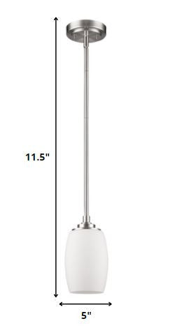 HomeRoots Silver Hanging Light with Frosted Glass Shade