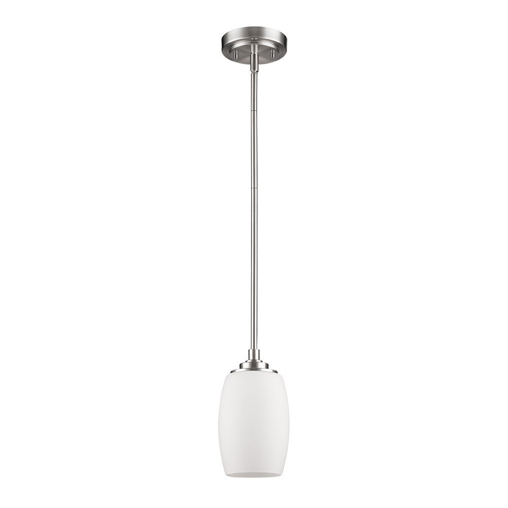 HomeRoots Silver Hanging Light with Frosted Glass Shade