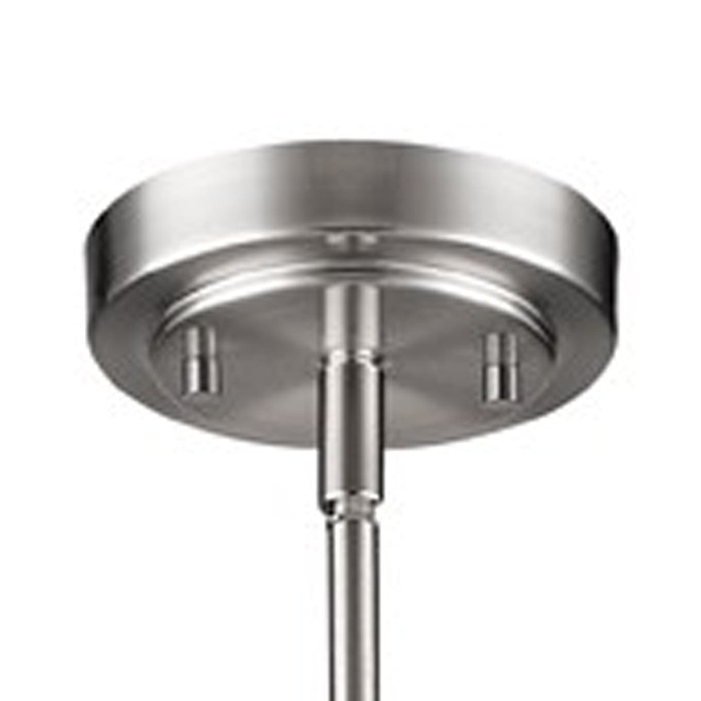 HomeRoots Silver Hanging Light with Frosted Glass Shade