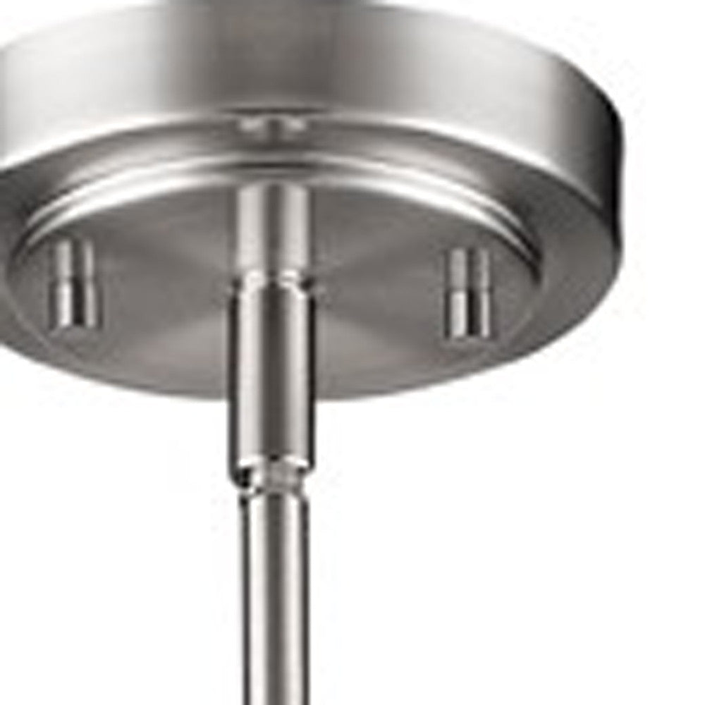 HomeRoots Silver Hanging Light with Frosted Glass Shade