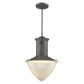HomeRoots Skylar 1-Light Pendant With Halophane Glass Shade in Ash Finish