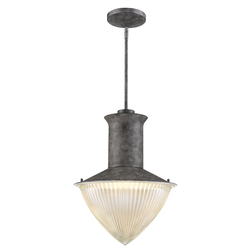 HomeRoots Skylar 1-Light Pendant With Halophane Glass Shade in Ash Finish