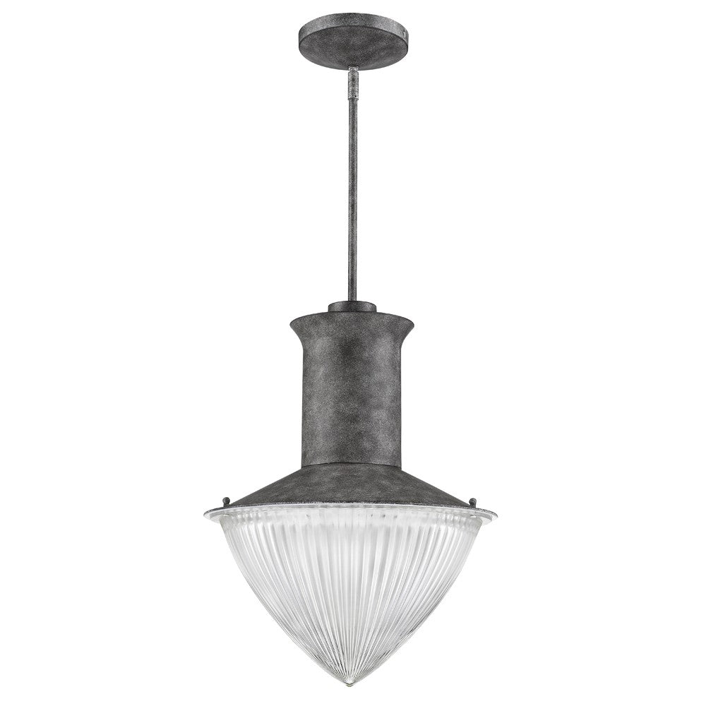 HomeRoots Skylar 1-Light Pendant With Halophane Glass Shade in Ash Finish