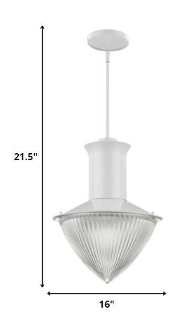 HomeRoots Skylar 1-Light Pendant With Halophane Glass Shade in White Finish