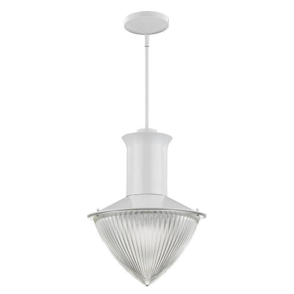 HomeRoots Skylar 1-Light Pendant With Halophane Glass Shade in White Finish