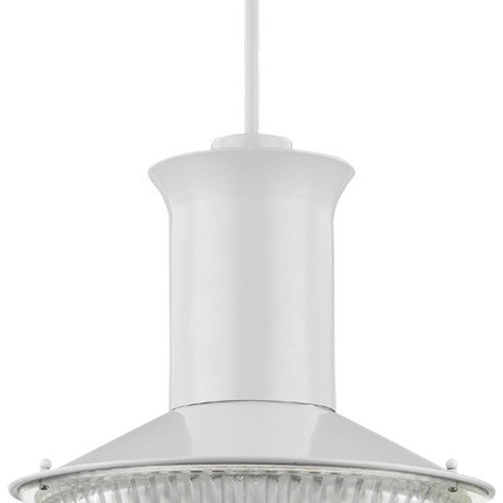 HomeRoots Skylar 1-Light Pendant With Halophane Glass Shade in White Finish