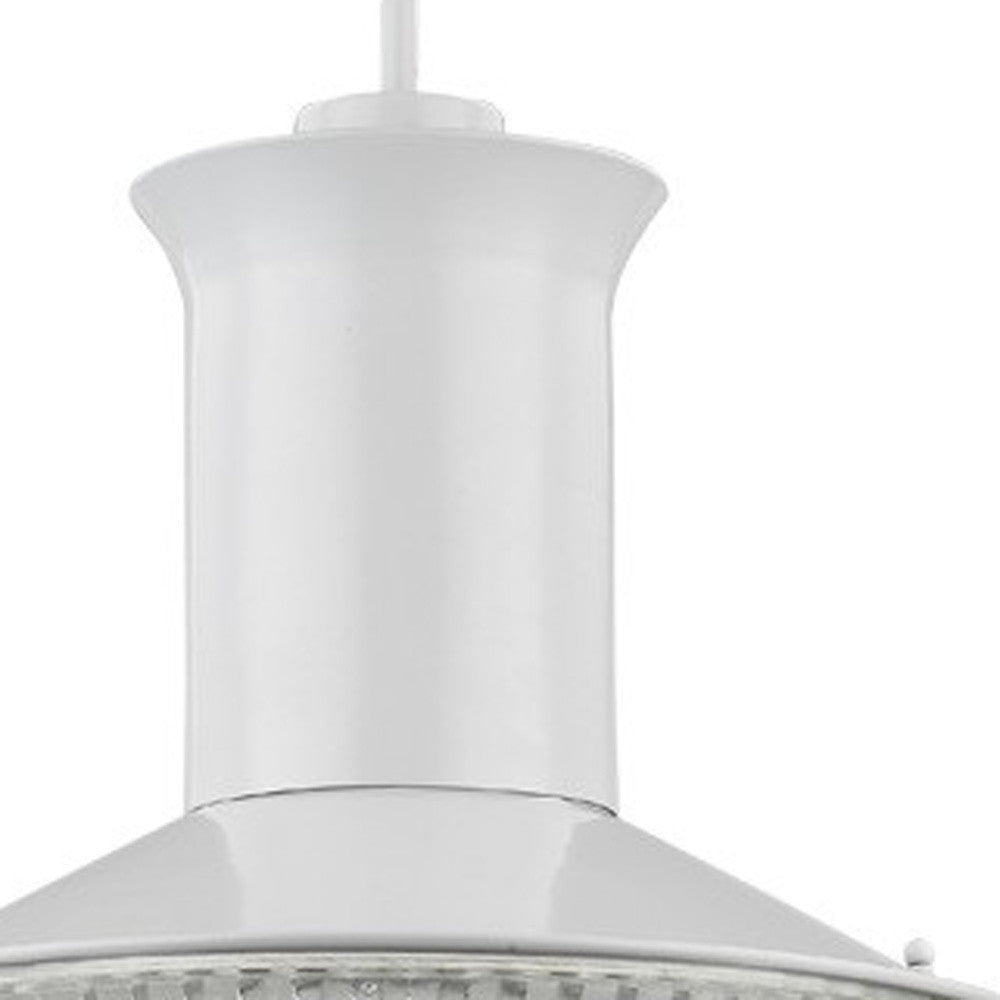 HomeRoots Skylar 1-Light Pendant With Halophane Glass Shade in White Finish