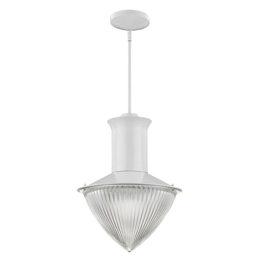 HomeRoots Skylar 1-Light Pendant With Halophane Glass Shade in White Finish