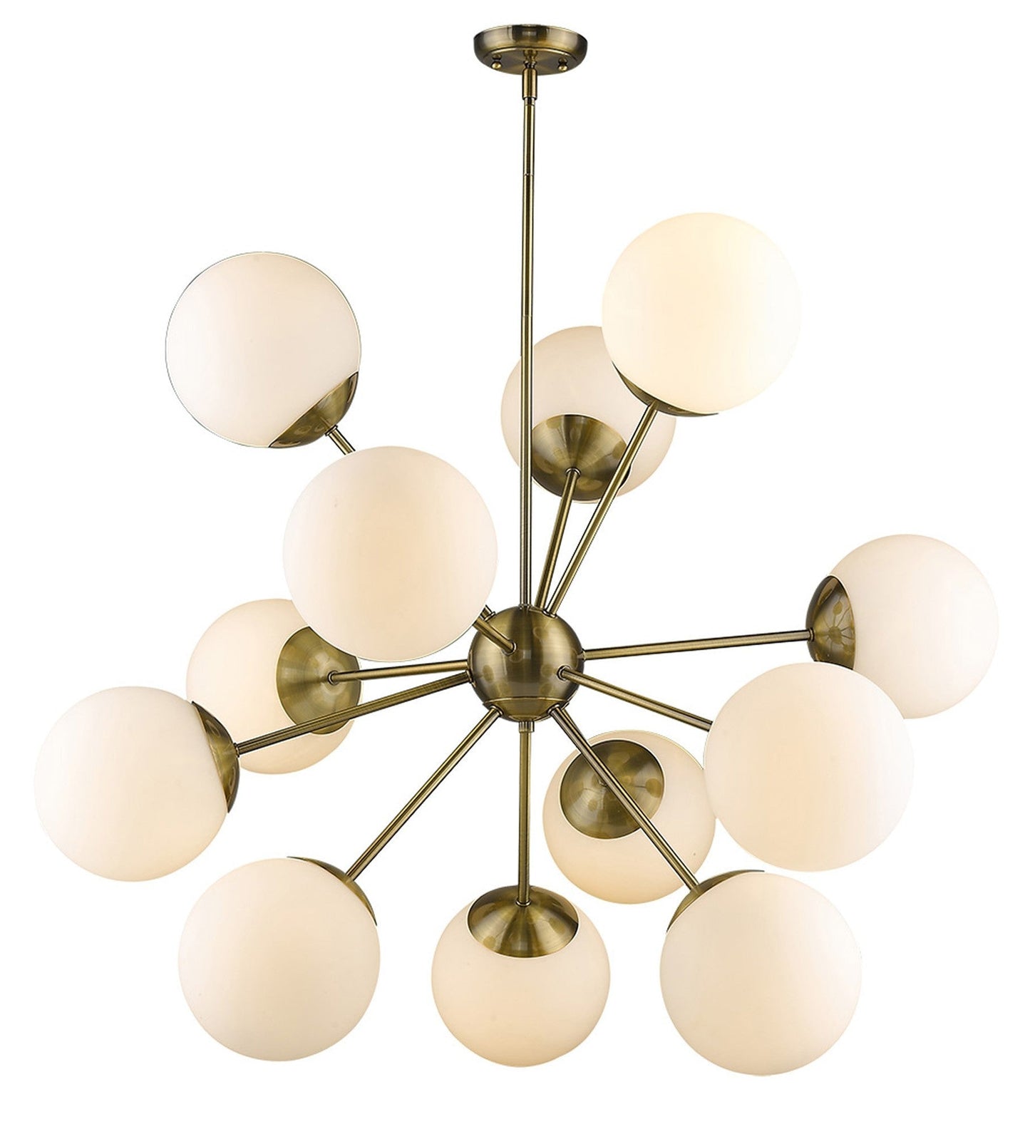 HomeRoots Solea 12-Light Chandelier in Antique Brass Finish