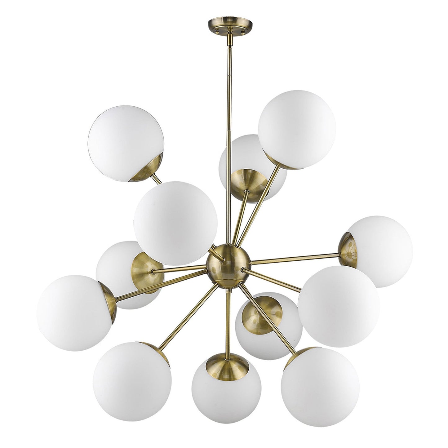 HomeRoots Solea 12-Light Chandelier in Antique Brass Finish