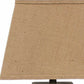 HomeRoots Solid Wood Bedside Table Lamp With Brown Linen Shade
