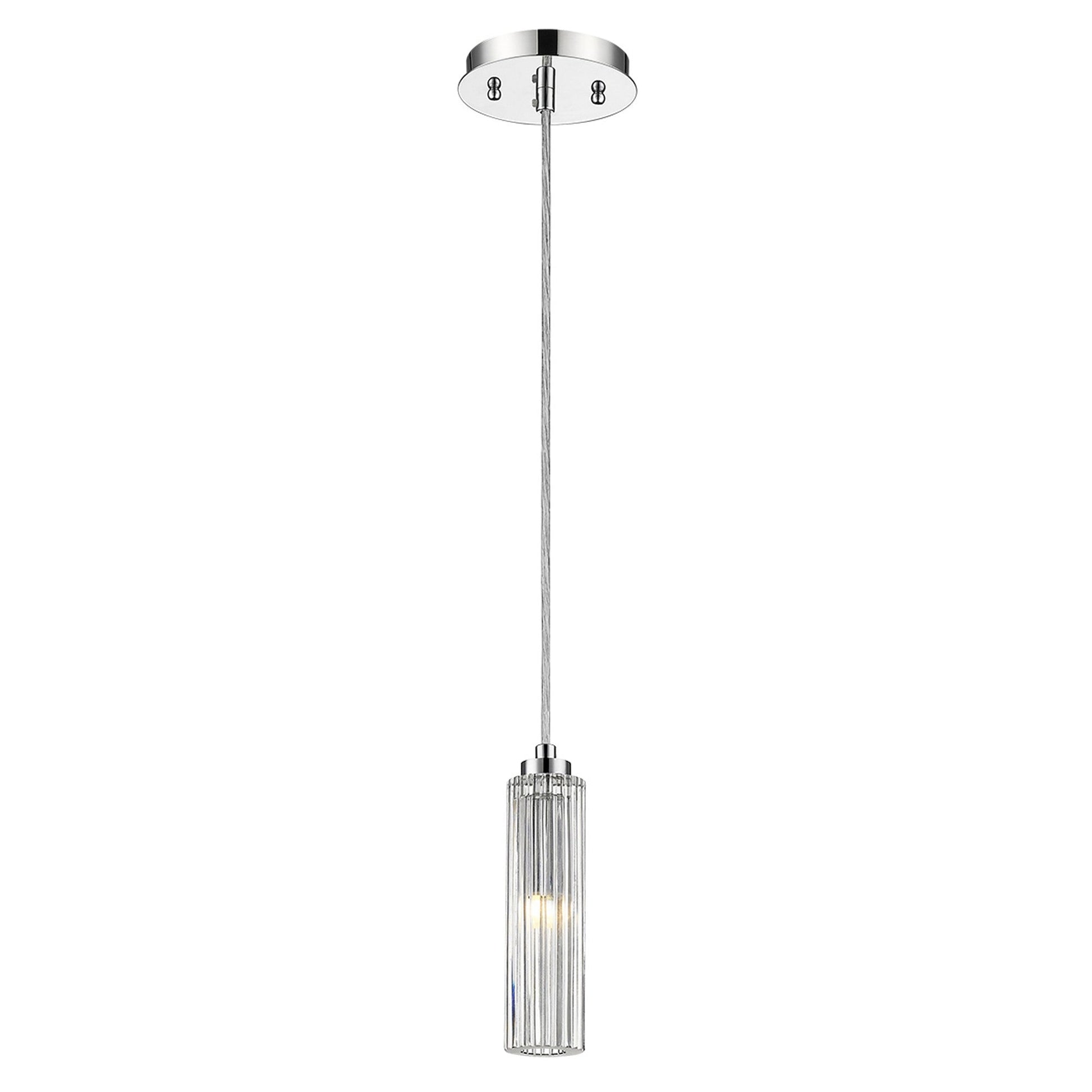 HomeRoots Solo 1-Light Polished Chrome Pendant With Multi-Faceted Round Crystal Shade